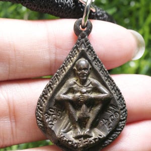 Ancient coins, Antique Brass, Thai brass, Charm, Buddhist, Necklace amulet, Thai pendant, Amulet, popularity, bullion, Talisman, fortune, LP