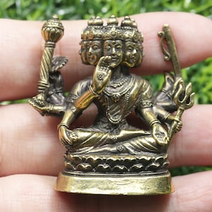 1Pcs, Hindu, Mini amulet hindu god, Hindu Brass Sculpture, Thai amulet talisman,  Lord Shiva, Hindu statue, Brass, five headed shiva, Gift