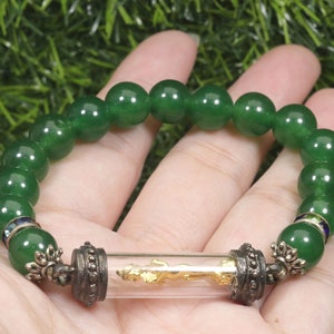Khai Thai Amulet Stone Bracelet: Buddha Talisman, Wat Chedi