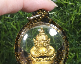 Rahu Om Jun, Amulet blessed for wealth rich money success, Thai pendant, amulet Moon, Garuda, Thai Amulet, Talisman, Gift Pendant, Giant