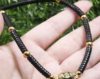 Thai Coconut Shell Amulet Necklace: Handmade Kala Jewelry