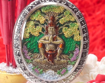 Thai Hermit Amulet Pendant: Good Luck Talisman Necklace, Hermit of the Forest, Phra Rian