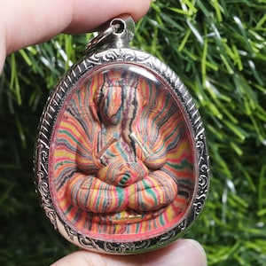 Thai Amulet talisman, phra pidta LP Pae, buddha, Thai pendant, powerful miracle amulet pendant, Rainbow, Takrut, Close eye Buddha, Wat