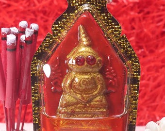 Thai Phra Ngang Amulet Pendant in Oil, Sacred Buddhist Protection Charm