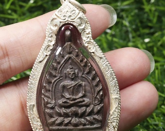 Famosi amuleti della Thailandia, moneta fusa Chao Sua LP Bun, Wat Klang Bang Kaeo, V.2, custodia in argento, talismano amuleto tailandese, ciondolo tailandese, Benedetto,