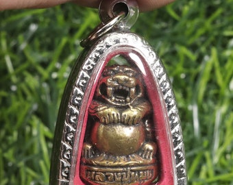 Bouddha thaïlandais, LP mun Ruai Thanchai, amulette de tigre, talisman d'amulette, puissant, amulette de tigre en laiton, chanceux, plein d'argent, pendentif thaïlandais, collier,