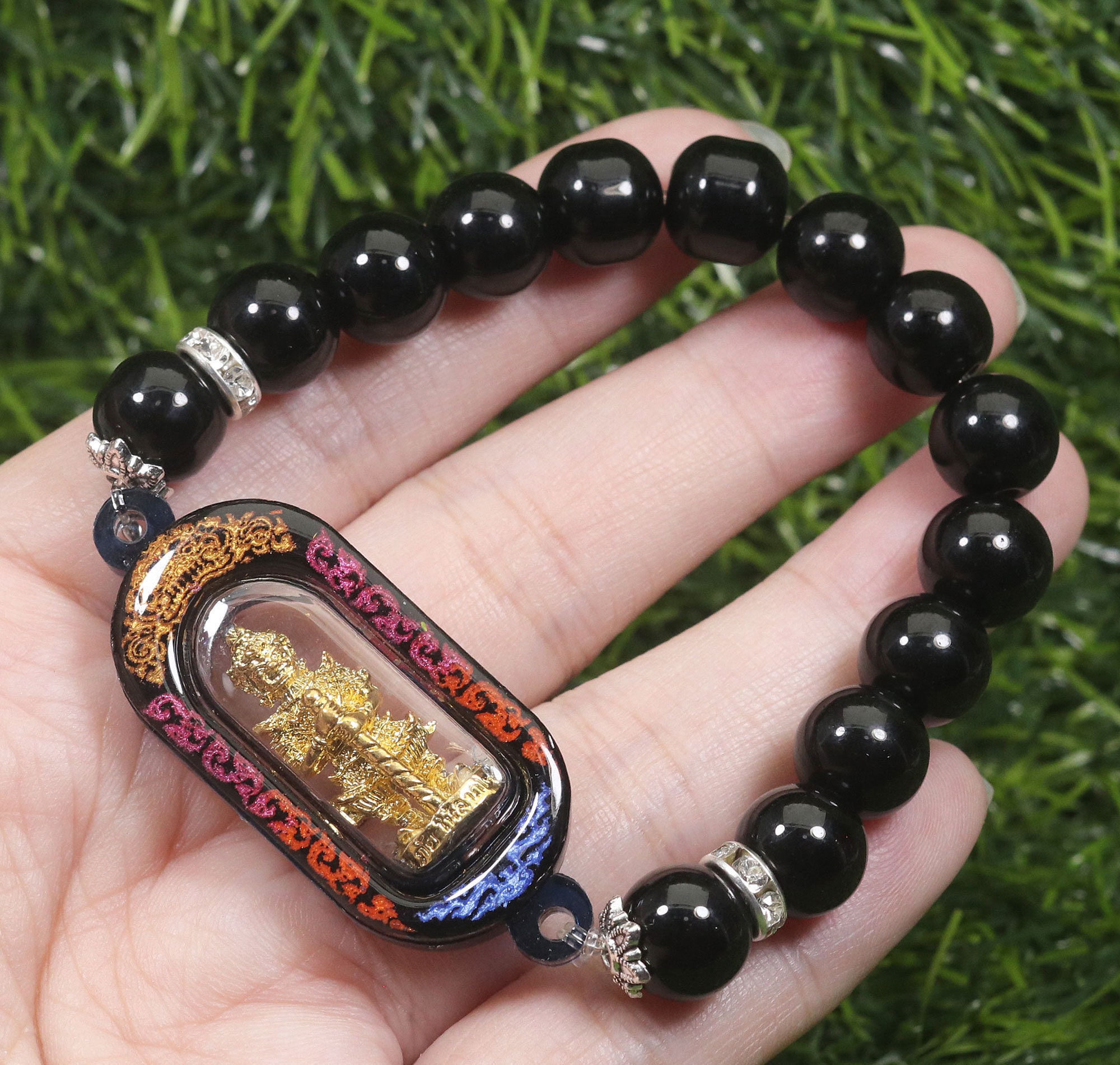 タオ・ウェスワン石ブレスレット：タイの仏陀のお守り、手作りのお守り