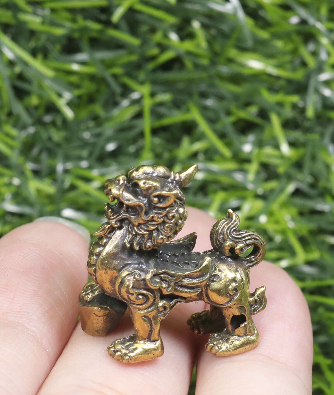 2 Pcs Pixiu Statue Brass Pixiu Mini Pixiu Thai Amulet Etsy