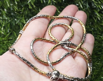 24" Thai Amulet Necklace: Handmade Stainless Steel Talisman