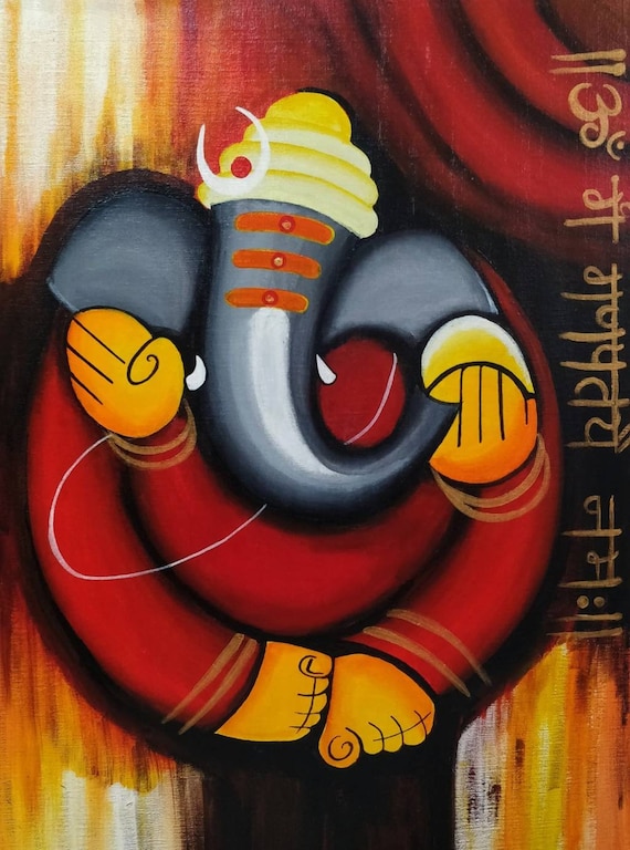Ganesha Painting Ganesha Contemporary Art Ganesha Acrylic