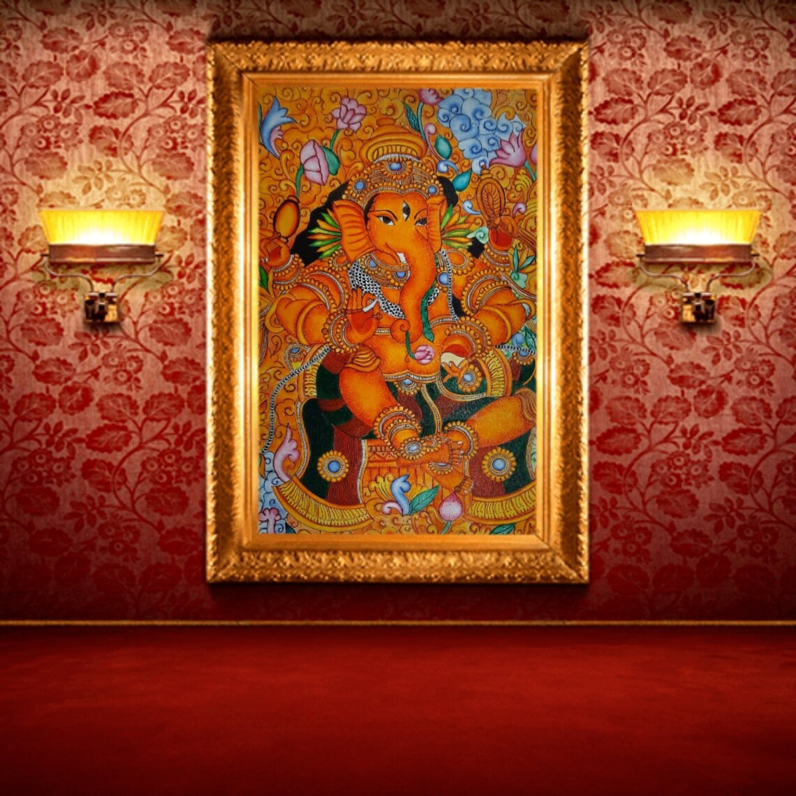 Ganesha Painting Ganesha Mural Painting Ganesha Kerela Etsy