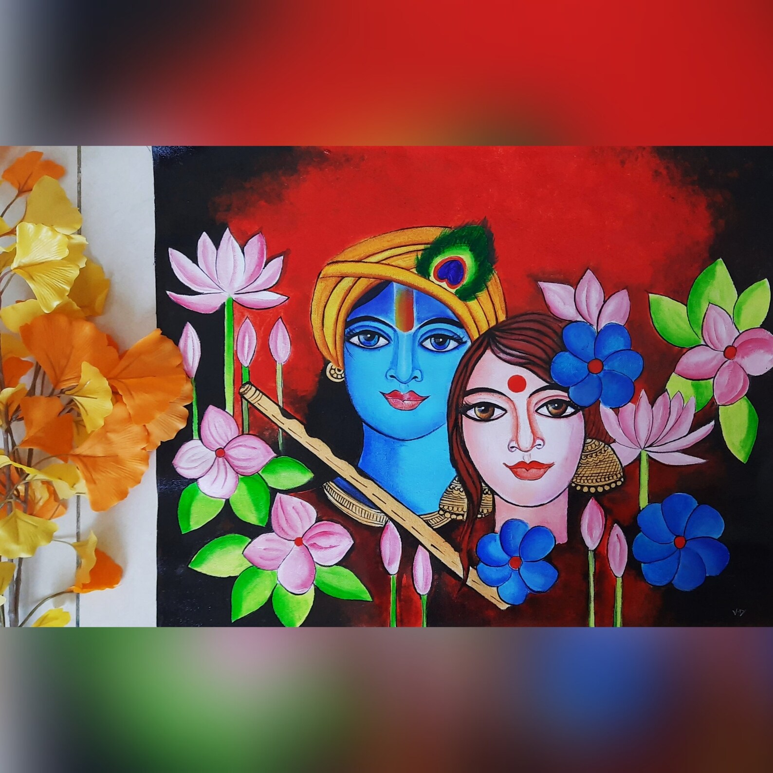 Radha Krishna Contemporary Art, Radha Krishna Painting, Indian Art