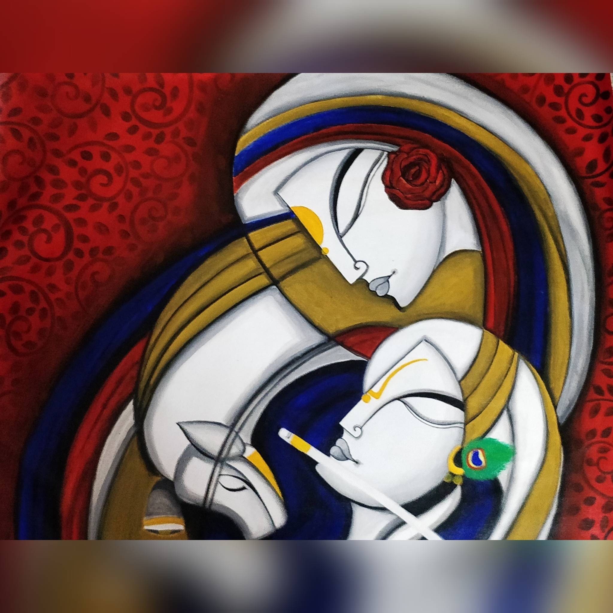 Radha Krishna Contemporary Art, Radha Krishna Painting, Indian Art