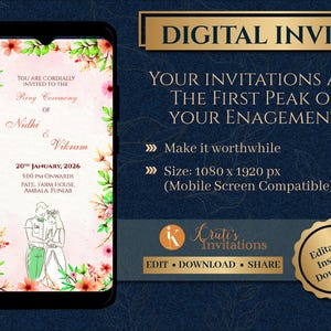 Digital Ring Ceremony Invites Indian Engagement invitations Electronic, Indian Ring Ceremony invitation & Digital Engagement invite template