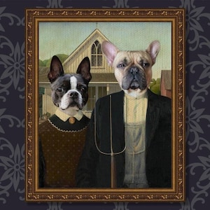 Custom American Gothic Pet Portrait, Custom Pet Portrait, Custom Dog Portrait, Custom Cat Portrait,Fathers Day Gift Pet Portrait Regal