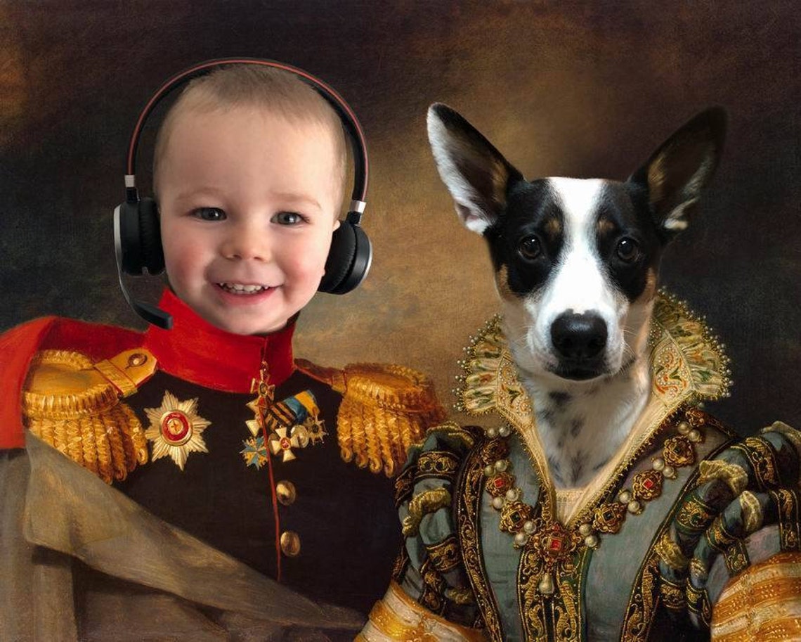 Custom Multiple Pet Portrait Royal Pet Portrait Dog Art Etsy