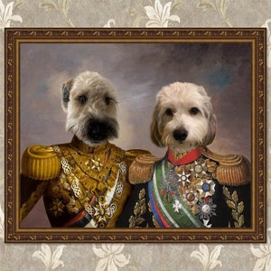 Custom Royal Pet Portrait, 2 Pet Portrait Custom, Dog Art Renaissance Pet Portrait Canvas, Pet Loss Gift, Dog Passed Away, Personalize Gift