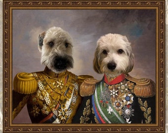 Custom Royal Pet Portrait, 2 Pet Portrait Custom, Dog Art Renaissance Pet Portrait Canvas, Pet Loss Gift, Dog Passed Away, Personalize Gift