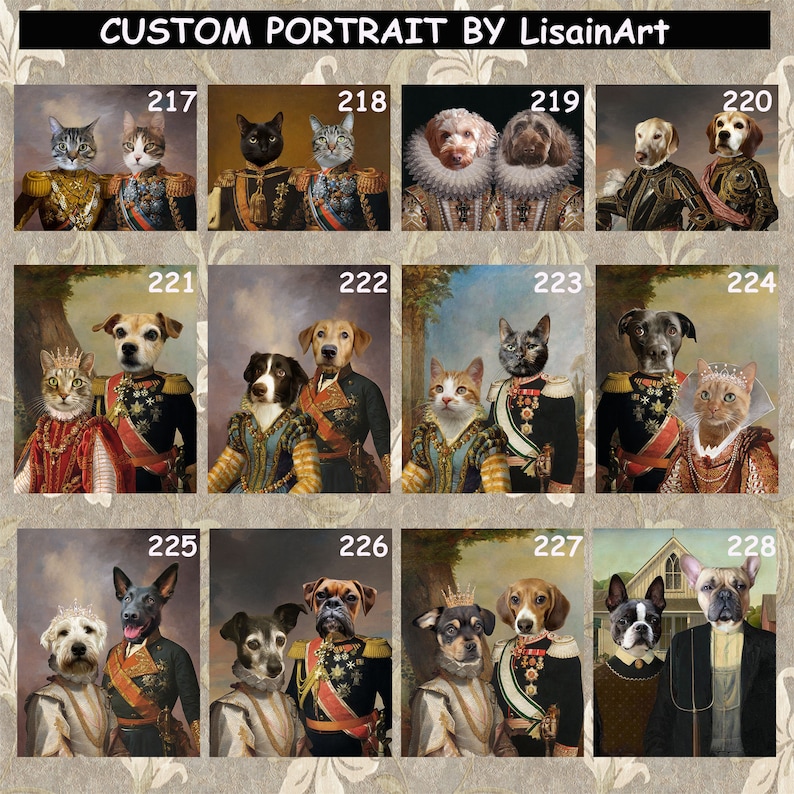 Custom Renaissance Pet Portrait, Royal Pet Portrait, Birthday Gift,Dog Art Regal Pet Portrait,Pet Loss Gift, Dog Passed Away,King Queen Pet image 5