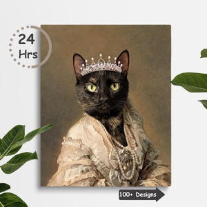 Custom Pet Portrait,Custom Renaissance Cat Portrait,Regal Pet Portrait,Royal Pet Portrait, Queen cat, Dog memorial,Birthday Gift Ideas