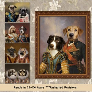 Custom Family Pet Portrait Regal,Custom Pet Portrait,2 Pet Portraits Royal,Custom Dog Portrait,Birthday Gift Idea,King queen pet