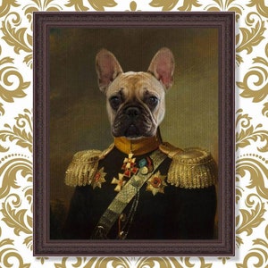 Custom Renaissance Pet Portrait, Pet Portrait in Military Uniform, Pet Memorial, Dog Portrait, Royal Regal Pet Portrait, Unique Gift