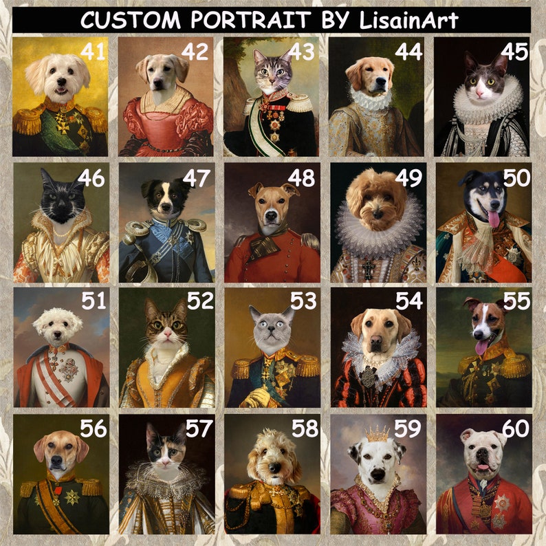Custom Renaissance Pet Portrait, Royal Pet Portrait, Birthday Gift,Dog Art Regal Pet Portrait,Pet Loss Gift, Dog Passed Away,King Queen Pet image 3