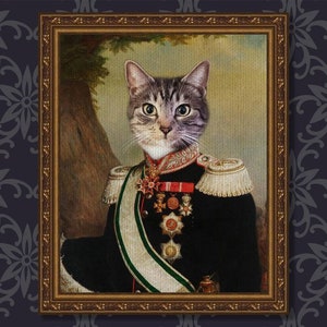 Custom Renaissance Pet Portrait, Royal Custom Dog Portrait, Pet Portrait, Classic Pet Portrait, Military Pet Portrait,Dad Gift,Pet Loss Gift