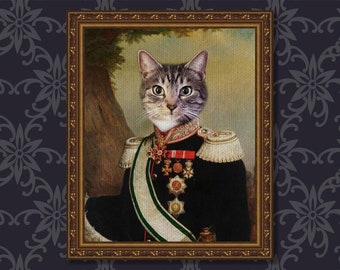 Custom Renaissance Pet Portrait, Royal Custom Dog Portrait, Pet Portrait, Classic Pet Portrait, Military Pet Portrait,Dad Gift,Pet Loss Gift