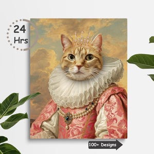 Custom Royal Cat Dog Portrait, Pet Portraits, Mothers day Gift Pet Royal, Dog Portrait, Pet Loss Gift, King Queen Pet Cat Art,Pet Lover Gift