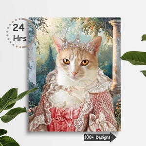 Custom Classic Pet Portrait, Regal Pet Portrait, Custom Cat Portrait, Queen Pet Portrait, Regal Pet Portrait, Birthday Gift, Pet Loss Gift