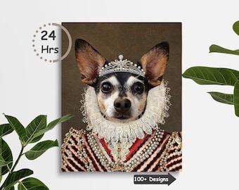 Custom Renaissance Princess Pet Portraits, Custom Royal Pet Portrait, Funny Pet Portrait, Classic Pet Portrait, Pet Loss Gift, Birthday Gift
