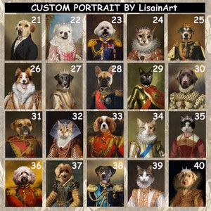 Custom Renaissance Pet Portrait, Royal Pet Portrait, Birthday Gift,Dog Art Regal Pet Portrait,Pet Loss Gift, Dog Passed Away,King Queen Pet image 2