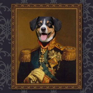 Custom Personalized Pet Military Portrait, Renaissance Pet Portrait, Custom Royal Pet Portrait, Custom Classic Pet Portrait, King Queen Pet