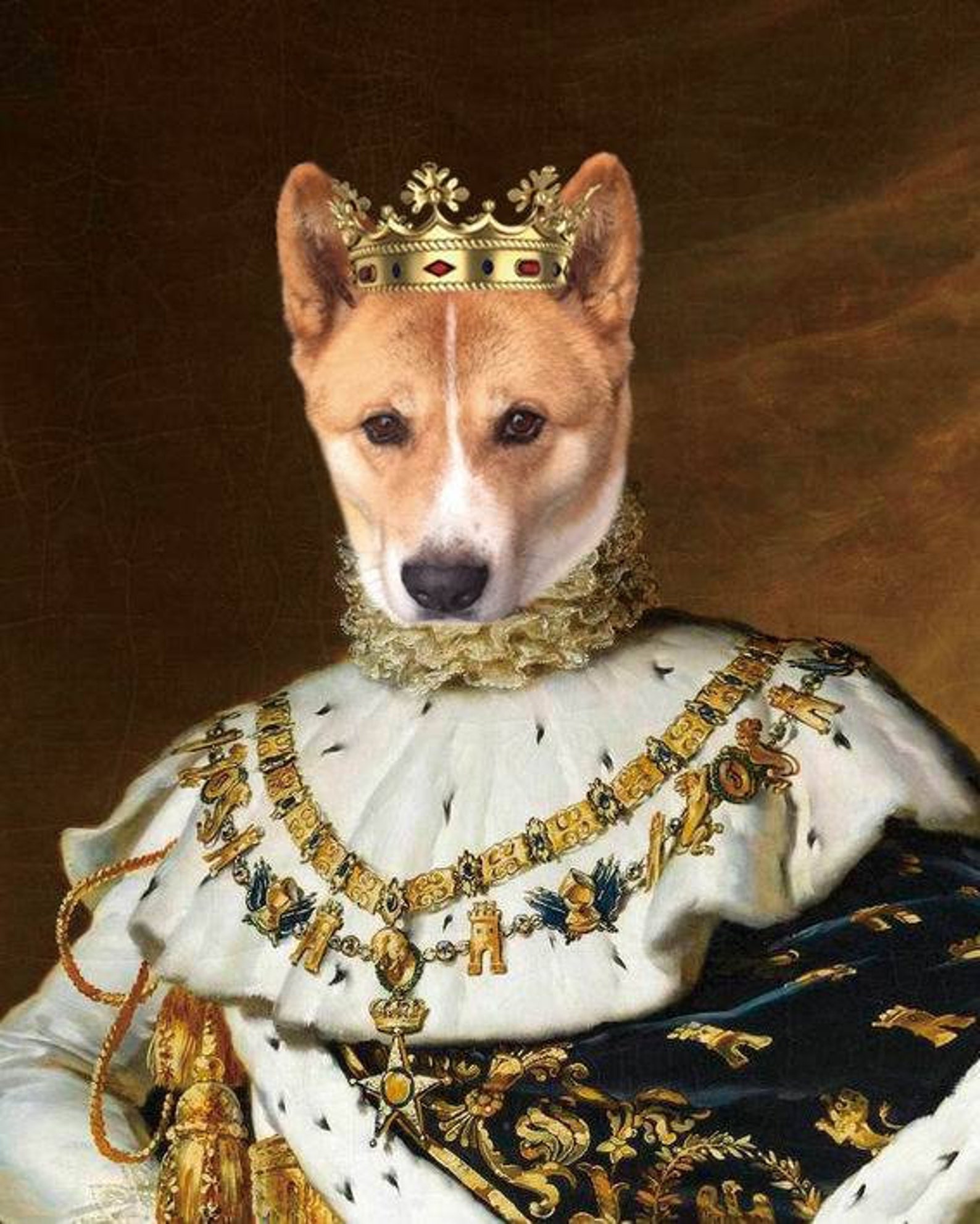 Custom Royal Pet Portrait King Dog Portrait Regal Cat Etsy