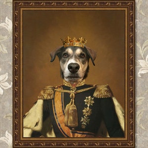 Custom Royal Pet Portrait, Custom Dog Portrait from Photo, Regal Pet Portrait, King Pet Portrait, Unique Gift, Pet Memorial, Birthday Gift