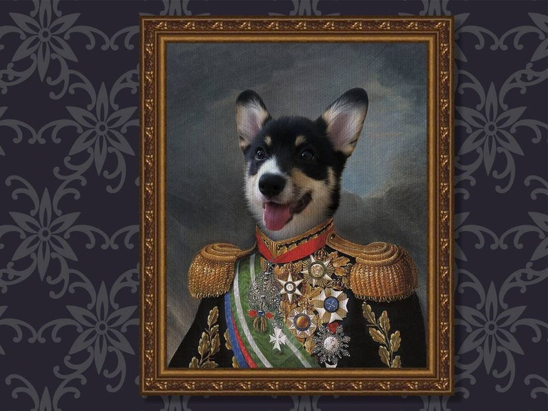 Custom Pet Portrait Custom Dog Portrait in Military Uniform Etsy