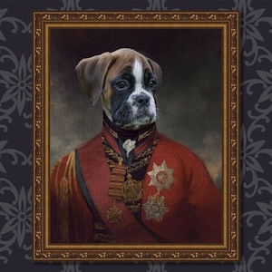 Custom Pet Portrait,Renaissance Pet Portraits,Regal Royal Pet Portrait,Cat Dog Portrait,Valentine&#39;s day Gift, Pet Loss gift, King dog