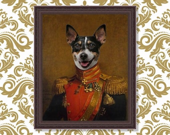 Custom Military Pet Portrait, Renaissance Pet Portrait, Classic Pet Portrait, Regal Pet Portrait, Pet Loss Gift, Fathers Day Unique Gift