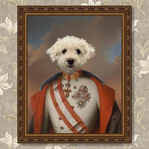 Custom Regal Pet Portrait, Custom Pet Portrait,Royal Pet Portrait from Photo,Christmas Day Gift, King Queen Pet, Unique Gift,Pet Loss