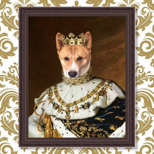 Custom Royal Pet Portrait, King Dog Portrait, Regal Cat Portrait, Renaissance Dog Portrait from Photo, Dog Passed Away, Funny gift 1DZ05