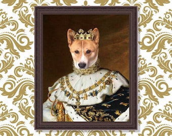 Ritratto personalizzato di un animale domestico reale, ritratto di un cane regale, ritratto di un gatto regale, ritratto di un cane rinascimentale da una foto, cane deceduto, regalo divertente