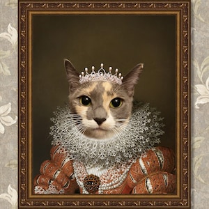 Custom Royal Pet Portrait, Custom Pet Portrait, Christmas Pet Queen Regal Pet Porytait, Dog Memorial, King Queen Pet, Pet Loss Gift,Wall art