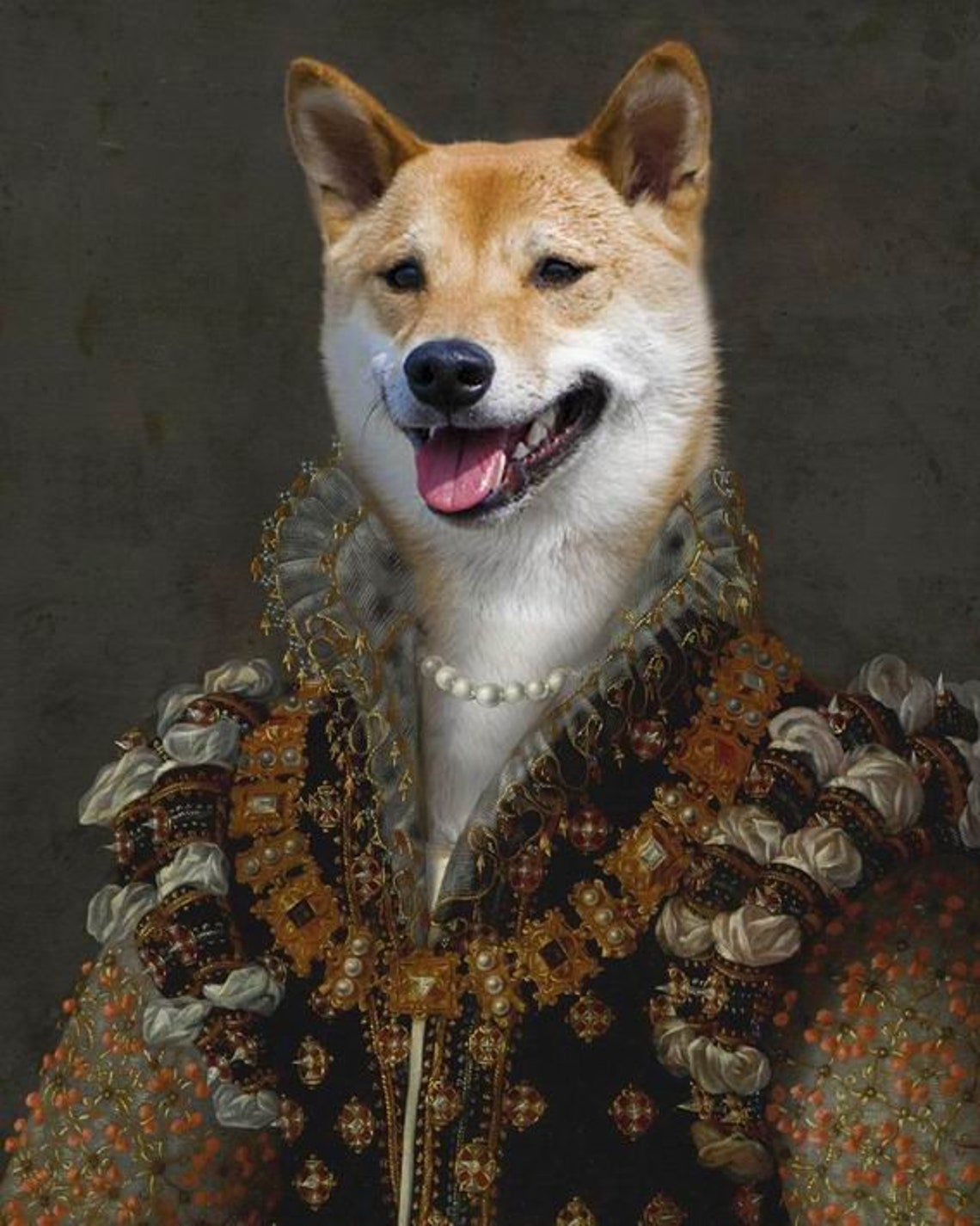 Custom Royal Pet Portrait From Photo Custom Queen Portrait Etsy