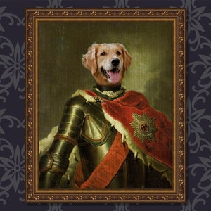 Custom Knight Pet Portrait, Custom Animal Portrait, Renaissance Pet Portrait, Classic Pet Portrait, Knight Dog Portrait, Birthday Gift