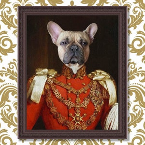 Custom Dog Portrait in Military Uniform, Custom Pet Portrait, Royal Pet Portrait, Personalised Dog Portrait, Pet Memorial Gift, Funny Gift