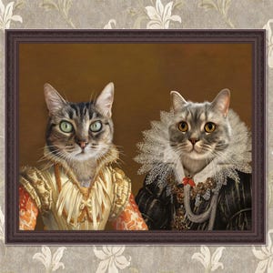 Custom Multiple Pet Portrait, Royal Pet Portrait, Dog Art Renaissance Pet Portrait Canvas, Pet Loss Gift, Dog Passed Away, Family Portrait