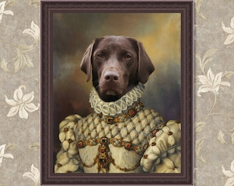 Custom Princess Dog Portrait, Royal Pet Portrait, Custom Queen Pet Portrait, Renaissance Pet Portrait, Dog Art, Dog Lover Gift, Pet Memorial