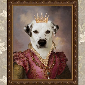 Custom Regal Pet Portrait, Custom Pet Portrait, Christmas Pet Queen Royal Pet Porytait, Dog Memorial Gift, King Queen Pet, Dog Passed Away