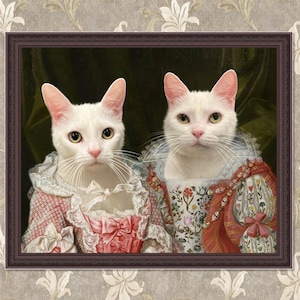 Custom Multiple Pet Portrait, Royal Pet Portrait, Dog Art Renaissance Pet Portrait, Pet Loss Gift, Dog Passed Away, 2 King Queen Pet